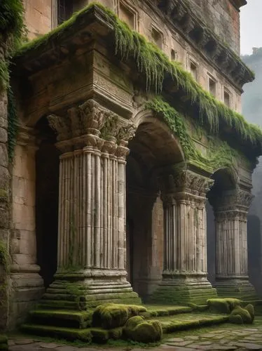 pillars,ancient buildings,ruins,ancient city,ancient ruins,artemis temple,columns,roman columns,mausoleum ruins,yavin,colonnaded,columned,labyrinthian,archways,archs,colonnades,ancient house,ruinas,the ruins of the,ancients,Art,Classical Oil Painting,Classical Oil Painting 35