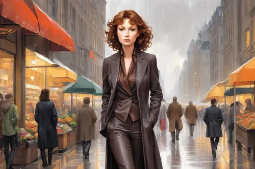 woman walking,woman in menswear,businesswoman,overcoat,woman shopping,pedestrian,a pedestrian,long coat,black coat,business woman,girl walking away,bussiness woman,walking in the rain,woman thinking,woman at cafe,white-collar worker,woman with ice-cream,women clothes,women fashion,woman holding a smartphone,Digital Art,Comic