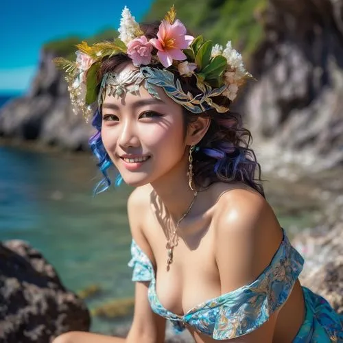 japanese idol,asian costume,hula,moana,japanese kawaii,water nymph,lei,japanese woman,phuquy,asian girl,ayu,aloha,pi mai,asian woman,nusa penida,ishigaki island,candy island girl,polynesian girl,vintage asian,the sea maid,Photography,Artistic Photography,Artistic Photography 08