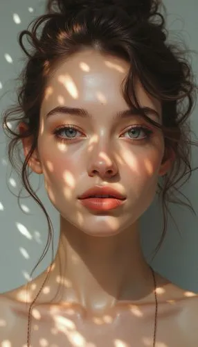 photophobia,mystical portrait of a girl,blinded,morning illusion,photorealist,rosacea