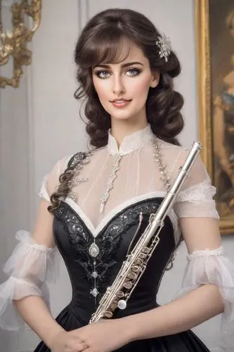 miss circassian,western concert flute,flute,the flute,flautist,violin woman,jane austen,block flute,assyrian,celtic harp,victorian lady,violinist,woodwind instrument,cepora judith,girl in a historic way,celtic woman,clarinetist,violinist violinist,oboist,celtic queen,Photography,Realistic