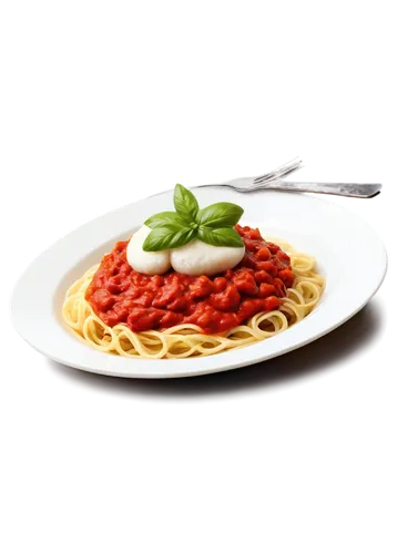 Spaghetti, Italian dish, plate, fork, solo, steam rising, savory aroma, tangy tomato sauce, melted mozzarella cheese, basil leaves, wooden table, warm lighting, shallow depth of field, appetizing comp