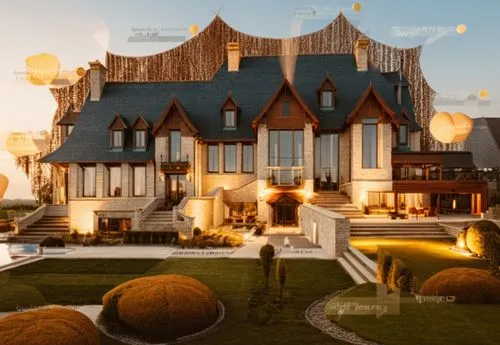 dreamhouse,mansion,gold castle,fairy tale castle,mansions,3d rendering,Photography,General,Realistic