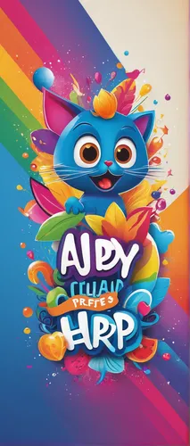 Create a playful and vibrant adp logo for a children's entertainment brand.,haupia,aidi,wad,rainbow pencil background,cd cover,holi,acid,gad,png image,guglhupf,hip,zap,häuptel,auwärter,eyup,party bann