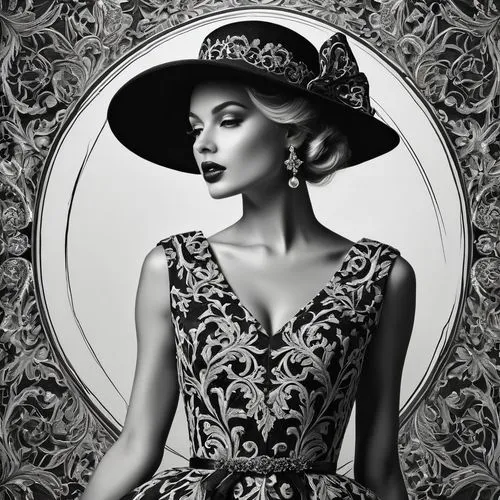 art deco woman,millinery,milliner,vintage woman,victorian lady,fashion vector,rosson,victoriana,milliners,art deco frame,hat vintage,roaring twenties,vintage women,vanderhorst,black hat,vintage fashion,victorian style,the hat of the woman,boho art style,damask background,Photography,General,Fantasy