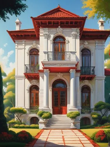 mansion,dreamhouse,country estate,palladianism,private house,mansions,casina,lugou,villa,country house,house painting,luxury home,two story house,miramare,istana,forest house,luxury property,beautiful home,chateau,large home,Illustration,Vector,Vector 09