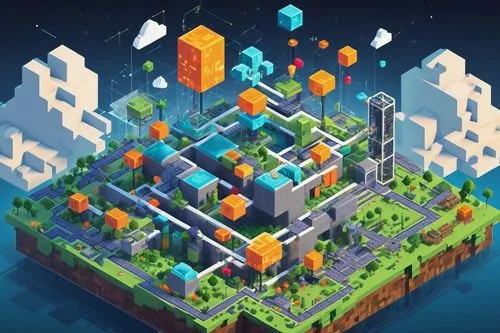 voxel,isometric,skyscraper town,tetris,cube background,cybertown,cubic,microdistrict,skyscraper,pixel cube,cubes,fantasy city,superblocks,city blocks,lowpoly,terraform,microcosms,refinery,terraformer,voxels,Unique,Pixel,Pixel 03