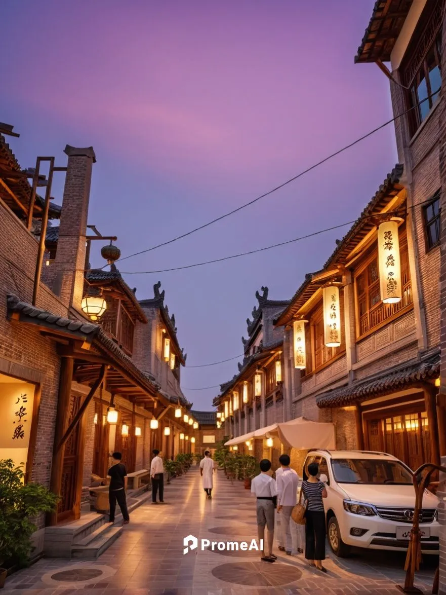 a city with many people walking on it,bukchon,wuzhen,namsan hanok village,souk madinat jumeirah,korean folk village,suzhou,Photography,General,Realistic