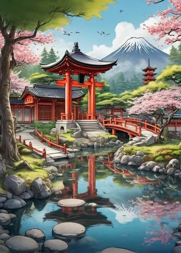 japanese sakura background,japan landscape,japanese floral background,japon,landscape background,beautiful japan,japanese background,heian,japanese art,japan garden,asian architecture,sakura background,japanese shrine,oriental painting,japanese garden,shinto,world digital painting,nippon,cartoon video game background,teahouses,Illustration,Black and White,Black and White 05