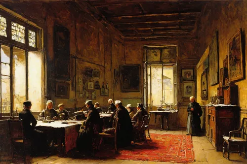 board room,the conference,dining room,children studying,danish room,consulting room,class room,classroom,council,study room,lecture room,reading room,breakfast room,academic conference,conference room,salon,meeting room,academic dress,court of law,cabinet,Art,Classical Oil Painting,Classical Oil Painting 32