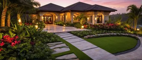 luxury home,holiday villa,tropical house,beautiful home,landscaped,tropical island,bungalows,golf lawn,pool house,palmilla,florida home,landscaping,dreamhouse,bali,palm garden,luxury property,tropical greens,luxury home interior,front yard,large home,Illustration,American Style,American Style 07