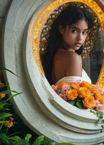 girl in a wreath,girl in flowers,thahane,suhana,beautiful girl with flowers,flower frame