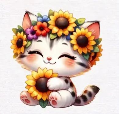 flower cat,blossom kitten,flower animal,cute cat,kittu,flowers png