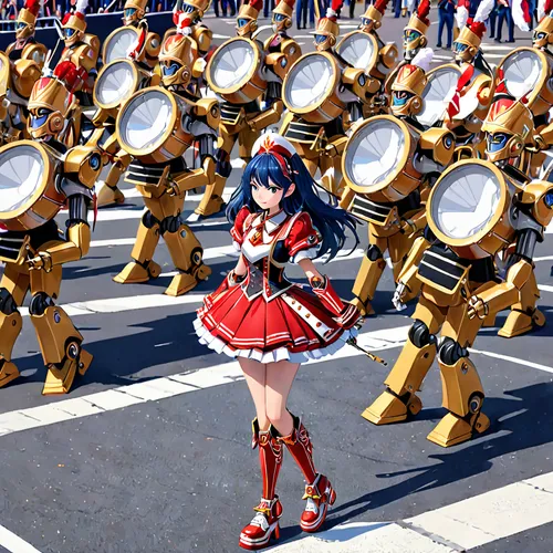 marching band,kantai collection sailor,sonoda love live,parade,fanfare horn,military band,pageantry,japanese idol,ancient parade,sailor,knight festival,brass band,marching,anime japanese clothing,marching percussion,navy band,majorette (dancer),doll's festival,cosplayer,bandleader,Anime,Anime,General