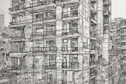 piranesi,balconies,apartment block,wireframe,miralles,unbuilt,apartment building,line drawing,density,hashima,multistory,mono-line line art,densification,an apartment,penciling,scaffolding,fire escape,antilla,high-rise building,architettura,Conceptual Art,Graffiti Art,Graffiti Art 07