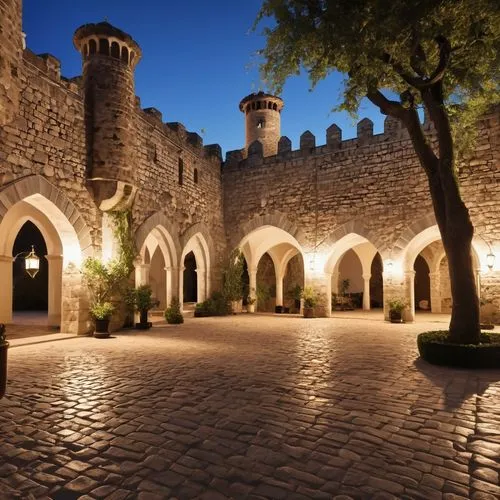 parador,medieval castle,courtyard,hala sultan tekke,assisi,anagni,Photography,General,Realistic