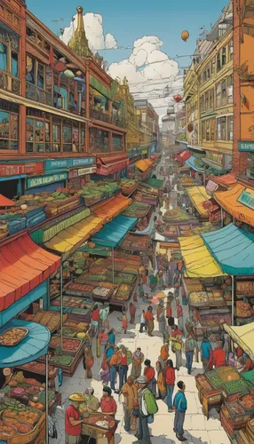 kathmandu,floating market,the market,grand bazaar,namdaemun market,large market,market,souk,srinagar,hippy market,fish market,nepal,khokhloma painting,marketplace,shirakami-sanchi,fruit market,vegetable market,bukchon,bazaar,moc chau hill,Illustration,American Style,American Style 14