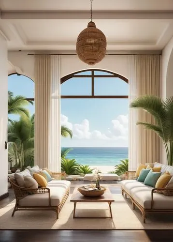 oceanfront,beachfront,holiday villa,3d rendering,cabana,luxury home interior,living room,sunroom,oceanview,tropical house,beach house,ocean view,amanresorts,seaside view,livingroom,palmilla,renderings,paradisus,dream beach,penthouses,Art,Classical Oil Painting,Classical Oil Painting 06