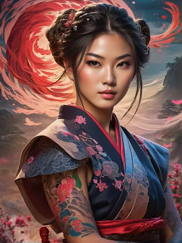 mulan,chinese art,oriental painting,geisha,oriental princess,asian culture,inner mongolian beauty,asian woman,asian vision,oriental girl,chinese background,yi sun sin,geisha girl,hanbok,wuchang,japanese art,oriental,fantasy portrait,world digital painting,dragon li,Illustration,Realistic Fantasy,Realistic Fantasy 01