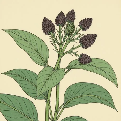 illustration of the flowers,virginiana,atropa belladonna,alnifolia,valeriana,salicifolia