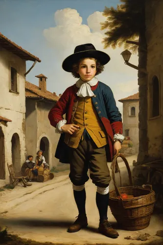 winemaker,town crier,bellboy,italian painter,a carpenter,itinerant musician,peddler,bougereau,merchant,boilermaker,child portrait,blacksmith,pandero jarocho,christopher columbus,young man,woman holding pie,partiture,child with a book,vendor,waste collector,Art,Classical Oil Painting,Classical Oil Painting 26