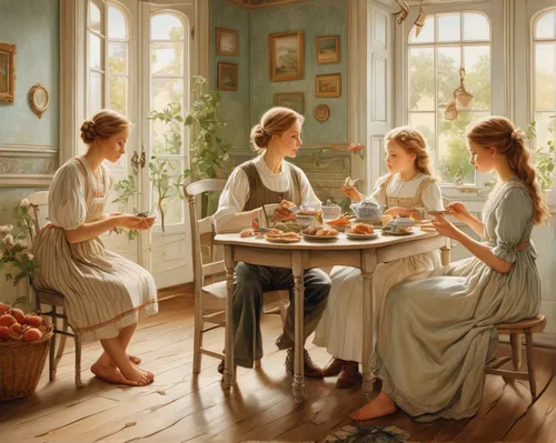 tea party,women at cafe,afternoon tea,teatime,tearoom,tea service,young women,tea time,high tea,breakfast table,tea drinking,ladies group,spring morning,tea party collection,florists,social group,girl in the kitchen,cream tea,café au lait,idyll,Conceptual Art,Daily,Daily 13