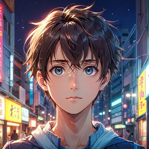 "Eye-Catching Poster Design That Grabs Attention",anime image of an asian man with blue eyes,oikawa,mabuchi,katsuyuki,kiriyama,anime boy,eiji,Anime,Anime,General