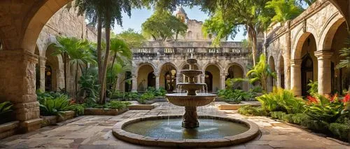 inside courtyard,garden of the fountain,cloister,monastery garden,cloisters,hala sultan tekke,monastery israel,maximilian fountain,courtyard,old fountain,courtyards,alcazar of seville,patio,fountain,alhambra,floor fountain,umayyad palace,august fountain,khaneh,fountain lawn,Illustration,Retro,Retro 09