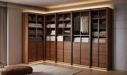 3d render wardrobe,a room with an open closet and large carpet,walk-in closet,wardrobes,minotti,closets,armoire,cabinetry,mudroom,closet,wardrobe,bookcases,minibar,storage cabinet,humidor,rovere,cupbo