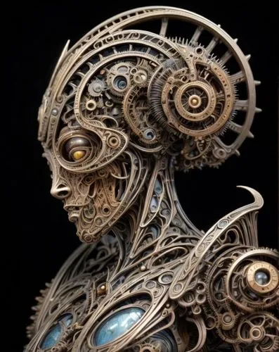steampunk gears,steampunk,biomechanical,scrap sculpture,ornate pocket watch,fractal design,raven sculpture,cerus,cogs,carved wood,png sculpture,mandelbulb,clockmaker,fractals art,automaton,tock,intricate,gears,ornate,wood carving