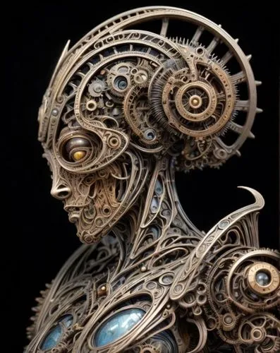 steampunk gears,steampunk,biomechanical,scrap sculpture,ornate pocket watch,fractal design,raven sculpture,cerus,cogs,carved wood,png sculpture,mandelbulb,clockmaker,fractals art,automaton,tock,intric