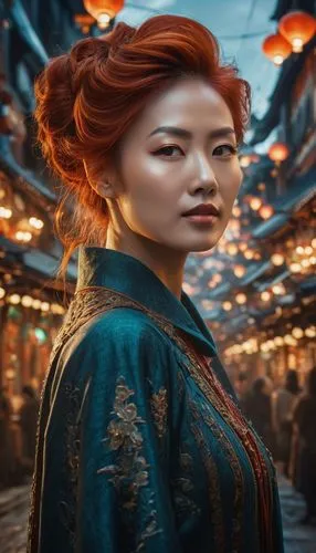 WOMAN REDHEAD PORTRAIT,an image of a woman in china,triss,demelza,askani,shenmue,irisa,romanoff,Photography,General,Fantasy