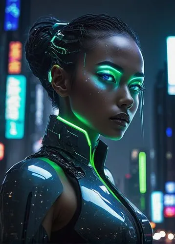 cyberpunk,cyberia,cyberdog,futuristic,afrofuturism,gamora,liara,cyberangels,cyborg,domino,anakara,cyberstar,cyberpatrol,arisia,cyberian,zenon,cyberpunks,askani,zenonas,liora,Illustration,Realistic Fantasy,Realistic Fantasy 07