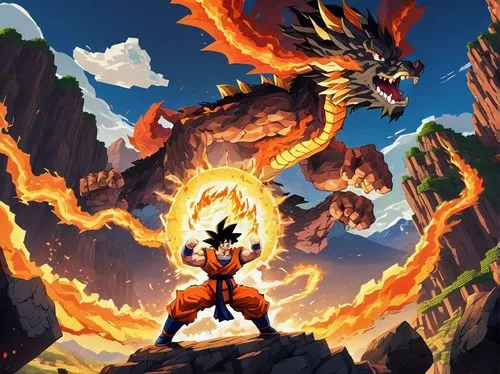 dragon ball,dragon slayer,goku,dragon fire,fire background,dragonball,son goku,dragon ball z,dragon slayers,dragon of earth,nine-tailed,charizard,explosion,magma,dragon li,black dragon,fire breathing dragon,explosion destroy,skordalia,fiery,Unique,Pixel,Pixel 03