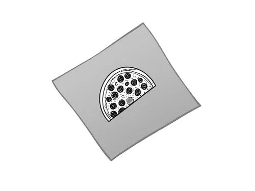 a piece of paper that has a slice of pizza,slice of pizza,quarter slice,lab mouse icon,escutcheon,gray icon vectors,store icon,Design Sketch,Design Sketch,Rough Outline