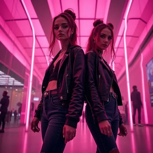 zella,cyberangels,reinas,neon lights,cyberpunks,pink double,kysela,xcx,cholas,bad girls,doppelgangers,two girls,neon arrows,duo,orbiters,neon light,neon ghosts,adolescentes,yulan,mannequins,Photography,General,Realistic