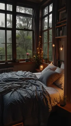 Pouring rain outside,sleeping room,bedroom window,bedroom,coziness,great room,coziest