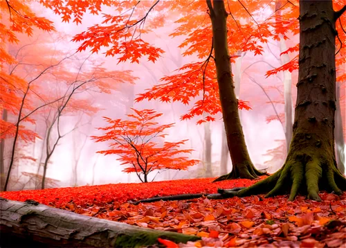 autumn forest,autumn background,germany forest,deciduous forest,autumn scenery,autumn landscape,forest landscape,autumn trees,beech forest,beech trees,red leaves,autumn fog,forest background,chestnut forest,fall landscape,mixed forest,ravine red romania,foggy forest,nature background,cartoon video game background,Illustration,Japanese style,Japanese Style 04