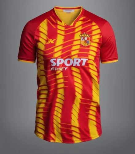 t shirt jersey red and yellow color,the soccer uniform from spain, worn by philippe de caste for the match,jagiellonia,dukla,nordsjaelland,girabola,malatyaspor,kayserispor,Photography,General,Realisti