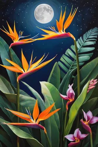 bird of paradise,strelitzia orchids,night-blooming cactus,tropical bloom,tropical flowers,moonlight cactus,flower bird of paradise,heliconia,tropical birds,beach moonflower,palm lilies,bird of paradise flower,bird-of-paradise,frangipani,tropical fish,plumeria,canna lily,lilies of the valley,tropical floral background,carol colman,Illustration,Paper based,Paper Based 06