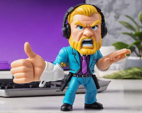 the community manager,pubg mascot,3d figure,blur office background,twitch icon,community manager,desk accessories,actionfigure,action figure,dj,announcer,man with a computer,twitch logo,3d model,telemarketer,thanos,game figure,angry man,helpdesk,lokdepot,Unique,3D,Garage Kits