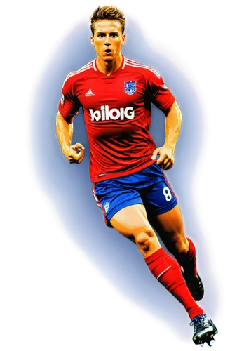 Premier League footballer, dynamic pose, muscular build, athletic wear, football jersey, shorts, shin guards, cleats, intense facial expression, sweat droplets, stadium lights, dramatic shadows, 3/4 c