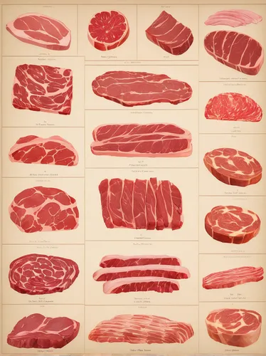 jamón,salumi,lardon,cured meat,meat chart,meat products,jamón serrano,charcuterie,salt-cured meat,meat analogue,bacon,cold cuts,pancetta,chinese sausage,bayonne ham,bacon tree,speck,salami,prosciutto,lardo,Conceptual Art,Oil color,Oil Color 16