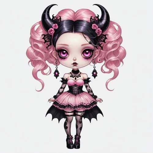 tumbling doll,chibi girl,demoness,derivable,dollmaker,chibiusa,Illustration,Abstract Fantasy,Abstract Fantasy 11