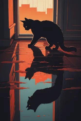 cat vector,feral,red cat,cat silhouettes,black cat,cat frame,game illustration,stray cat,the cat,dog illustration,rescue alley,prey,mouse silhouette,panther,travel poster,reflect,felidae,reflection,stray,feral cat,Conceptual Art,Fantasy,Fantasy 32