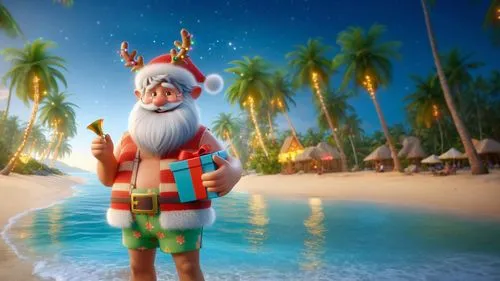 santa claus at beach,christmas on beach,travelocity,christmas island,santa claus with reindeer,christmas background,christmasbackground,north pole,christmas wallpaper,st claus,natal,santa claus,santaji,christmas snowy background,father christmas,reindeer from santa claus,roelf,claus,santa claus hat,santaland