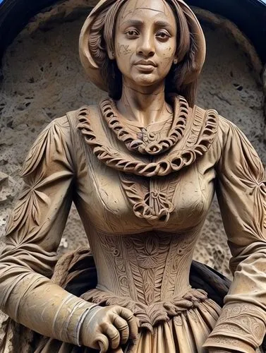 woman sculpture,verrocchio,lakshmibai,wood carving,bonnet ornament,petrarca