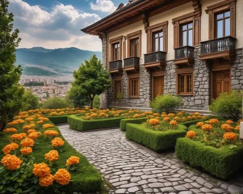 romania,landscaped,monastery garden,metsovo,landscaping,smolyan,house in the mountains,urzica,home landscape,bulgaria,brasov,flowerbeds,sarajevo,courtyard,terraced,roof landscape,beautiful home,cantacuzino,landscapers,house in mountains,Art,Classical Oil Painting,Classical Oil Painting 25