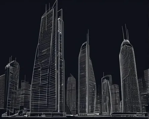 dubia,mubadala,dubay,lusail,black city,wallpaper dubai,dubai,nakheel,tallest hotel dubai,emaar,barad,khalidiya,ctbuh,doha,tall buildings,dubai marina,damac,burj khalifa,skyscapers,highrises,Illustration,Black and White,Black and White 04