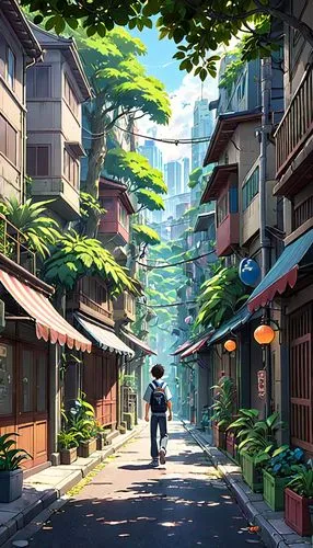 kyoto,tokyo,violet evergarden,honolulu,apartment complex,japan landscape,studio ghibli,world digital painting,tokyo city,japan,street canyon,osaka,shinjuku,alley,alleyway,neighborhood,japanese waves,芦ﾉ湖,shirakami-sanchi,japanese background,Anime,Anime,Traditional